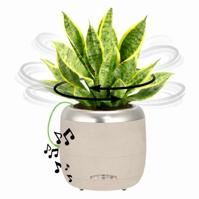 Main image of PLANTPETZ Extra Large Robotic Planter Smart Planter Fits 6 Inch Pots | Bluetooth Speaker | Interactive Smart Plant Pot Turns A Real Plant Into a Touch/Motion Responsive Companion - Sand Beach Tan