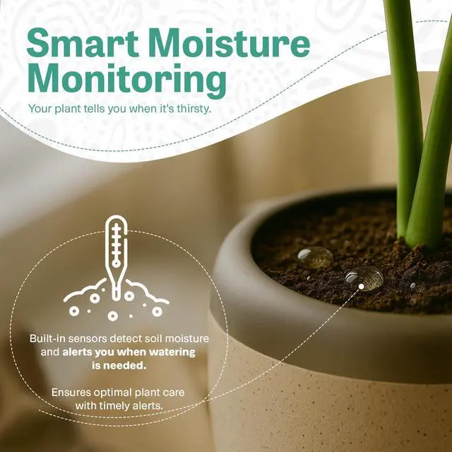 Alt view image 5 of 6 - PLANTPETZ Extra Large Robotic Planter Smart Planter Fits 6 Inch Pots | Bluetooth Speaker | Interactive Smart Plant Pot Turns A Real Plant Into a Touch/Motion Responsive Companion - Sand Beach Tan