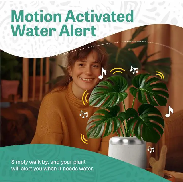 Alt view image 6 of 6 - PLANTPETZ Extra Large Robotic Planter Smart Planter Fits 6 Inch Pots | Bluetooth Speaker | Interactive Smart Plant Pot Turns A Real Plant Into a Touch/Motion Responsive Companion - Sand Beach Tan