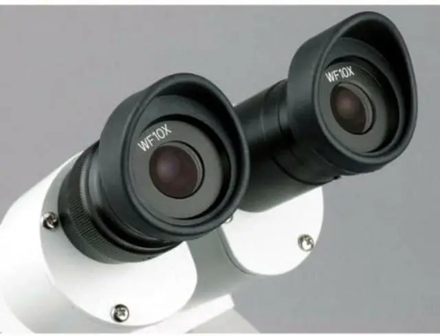 Alt view image 5 of 5 - SE305R-PZ Forward Binocular Stereo Microscope, WF10x and WF20x Eyepieces, 10X-60X Magnification, 1X and 3X Objectives, Upper and Lower Halogen Light Source, Pillar Stand, 120V, White