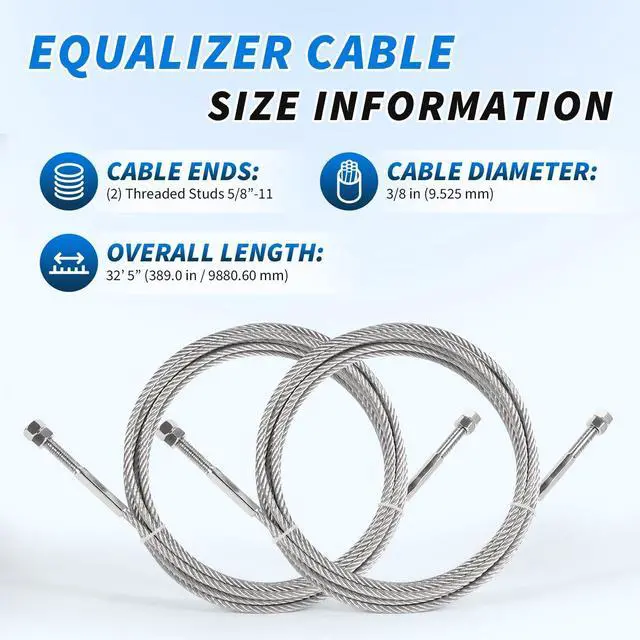 Alt view image 3 of 6 - JSJ5-04-00CH Lift Equalizer Cable 389 Compatible with Challenger Lift E10 LE10 VLE10,Quality Lift EQ10,Replacement Car Hoist Galvanized Steel Wire Rope 2 Sets