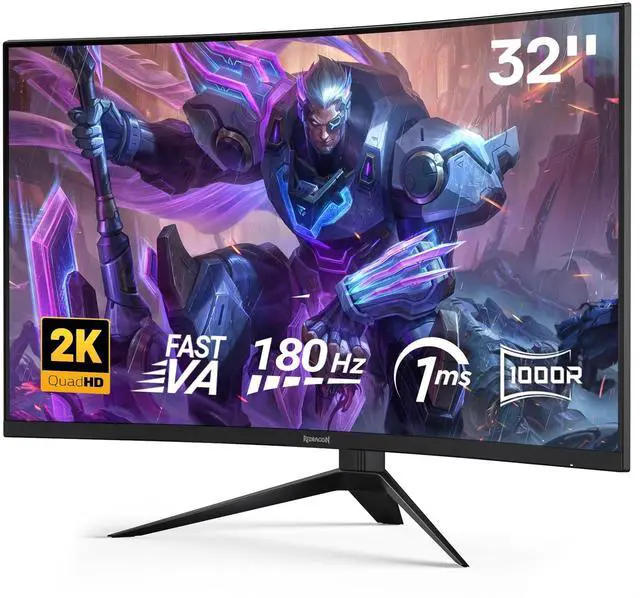 Main image of GM32 32" Curve Gaming Monitor - QHD 2560x1440, 180Hz, 1.76ms, Support FreeSync & G-Sync, 1000R Curvature, Tilt Adjustable, DisplayPort HDMI, VESA Wall Mount, Fast VA Computer Monitor