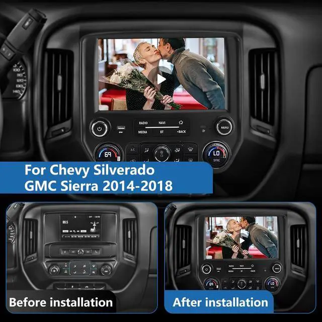 Alt view image 2 of 6 - 4+64G Car Radio Stereo for Chevy Silverado GMC Sierra 2014-2018 Android 13 Wireless CarPlay Android Auto Bluetooth GPS Navigation