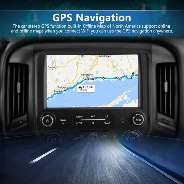Alt view image 4 of 6 - 4+64G Car Radio Stereo for Chevy Silverado GMC Sierra 2014-2018 Android 13 Wireless CarPlay Android Auto Bluetooth GPS Navigation
