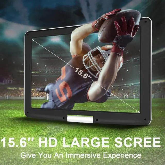 Alt view image 2 of 6 - 17.9" Portable DVD Player with 15.6 Large HD Screen, 6Hrs Play, DVD Player Portable with Dual Speaker, Last Memory, Support SYNC TV/USB/SD Card, Play All Discs Format Except Blu-ray, White