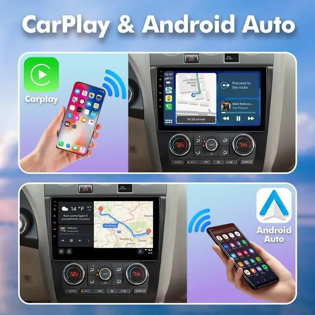 Alt view image 3 of 6 - 1+32G Android 14 Double Din Car Stereo for Nissan Altima 2008-2012 (Auto A/C) with 9 Inch Touchscreen Radio Built-in Wireless Carplay/Android Auto/GPS/Bluetooth/FM/AUX-in/SWC/Backup Camera