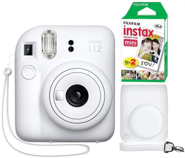 Main image of Instax Mini 12 Instant Camera Clay White + Minimate Custom Case + Fuji Instax Film 20 Sheets Twin Pack
