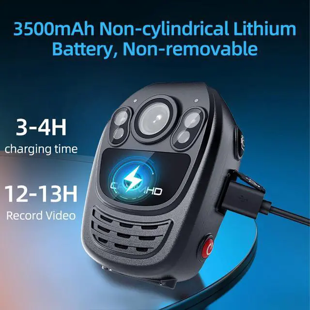 Alt view image 3 of 6 - YX1-256G 2K/1440P Body Camera Support Video Audio Image, 3500mAh Battery Work 12hrs, Night Vision and 2.0IN Screen Easy to Playback, Data-encrypted Body Cam for Police and Personal