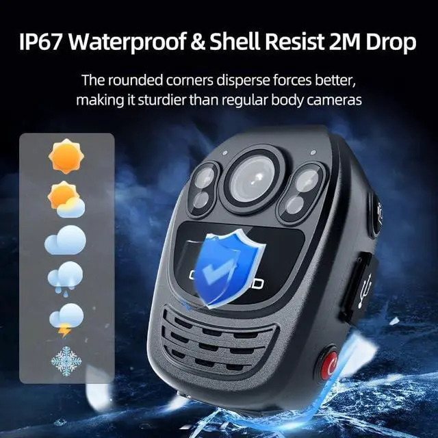 Alt view image 6 of 6 - YX1-256G 2K/1440P Body Camera Support Video Audio Image, 3500mAh Battery Work 12hrs, Night Vision and 2.0IN Screen Easy to Playback, Data-encrypted Body Cam for Police and Personal