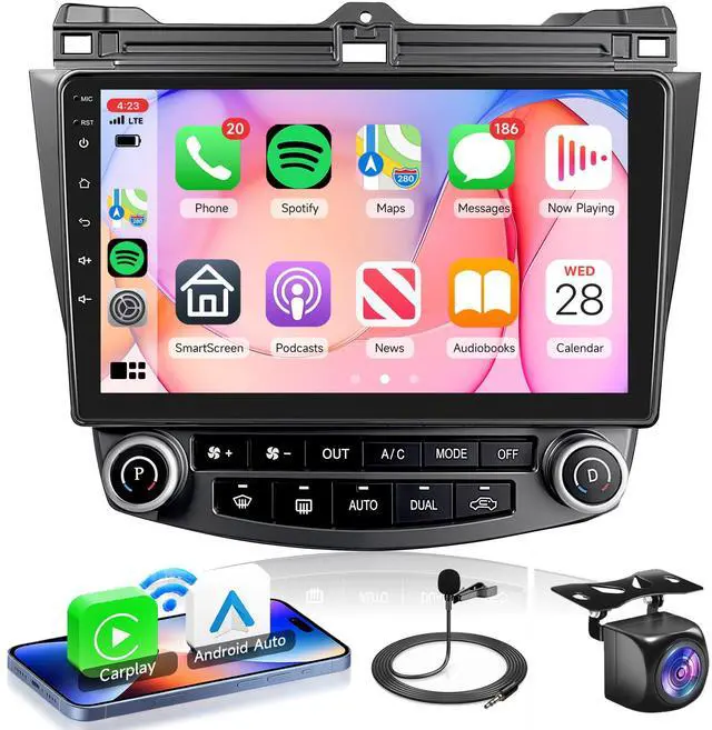 Main image of 4Core 2G+64G Android 15 Car Stereo for Honda Accord 2003-2007, 5G-WiFi Car Radio Wireless Carplay Android Auto 10.1'' Touchscreen GPS Mirror Link Bluetooth FM/RDS SWC Backup Camera Microphone