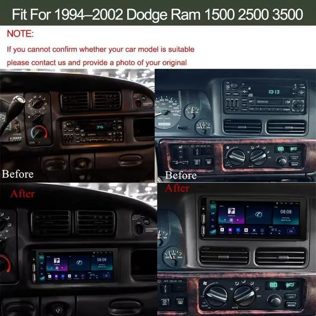 Alt view image 2 of 6 - 6.86 Inch Android 13 car Stereo Radio for Dodge Ram 1500 2500 3500 19942002,for Chrysler Town & Country 1990-2000,for Cirrus 1995-2000 w/Wireless Carplay & Android Auto WiFi Bluetooth Camera MIC