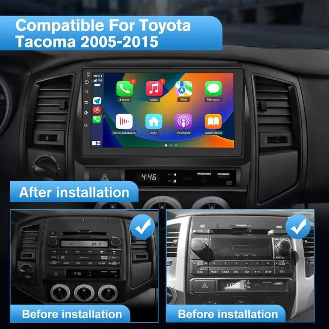 Alt view image 3 of 6 - Android 13 Car Stereo for Toyota Tacoma 2005-2015, 9 Touch Screen Radio Head Unit Support JBL System Wireless Carplay Android Auto WiFi Bluetooth Navigation- 2+64GB