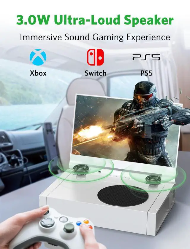 Alt view image 5 of 6 - 14" Portable Monitor for Xbox Series S (Not Included), 60Hz 1080P HD IPS Portable Gaming Monitor with Remote Control,Portable Monitor with HDR10,AMD FreeSync, 2X HDMI