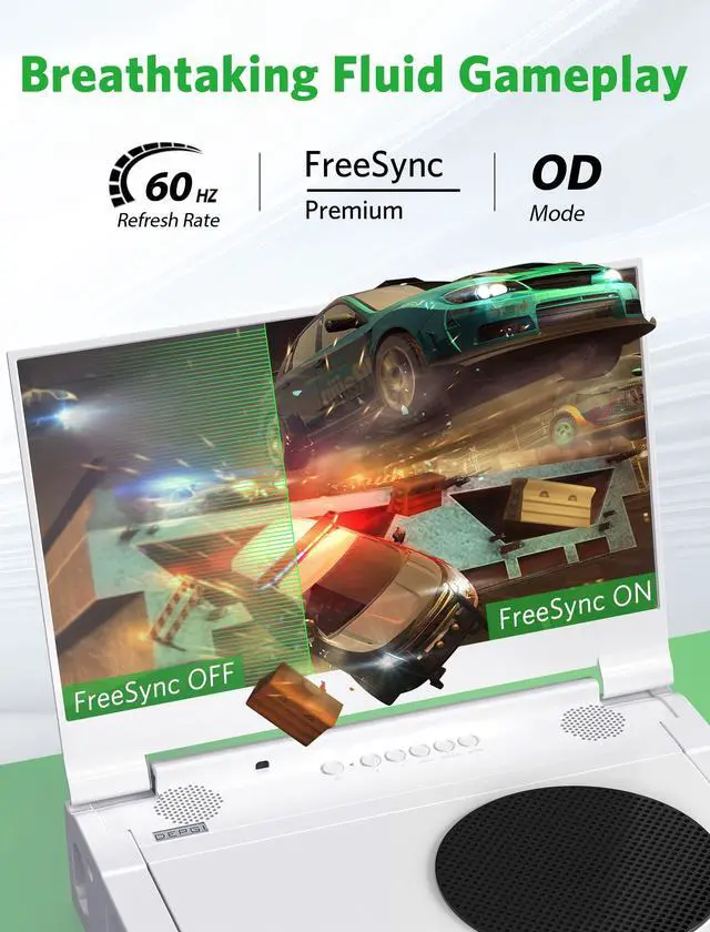 Alt view image 6 of 6 - 14" Portable Monitor for Xbox Series S (Not Included), 60Hz 1080P HD IPS Portable Gaming Monitor with Remote Control,Portable Monitor with HDR10,AMD FreeSync, 2X HDMI