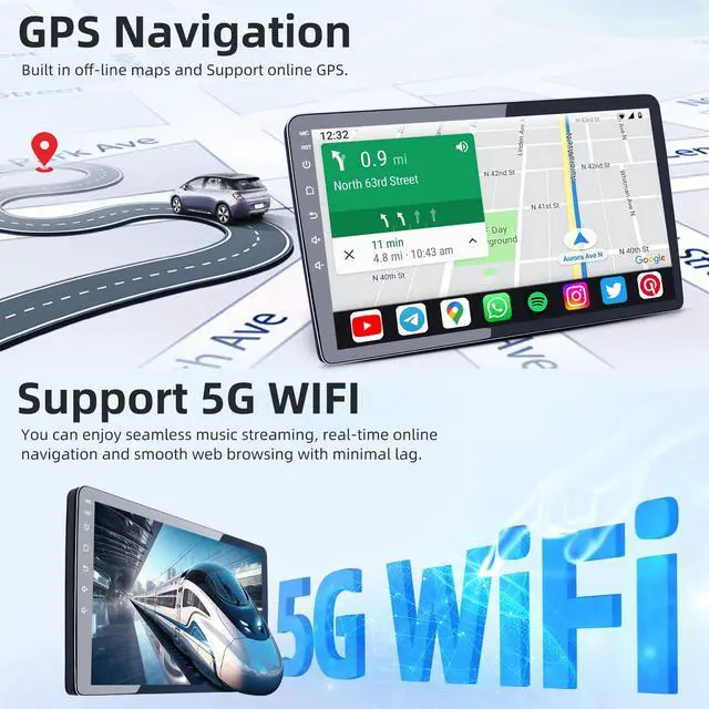 Alt view image 4 of 6 - Car Stereo Radio for Honda CRV 2007-2011: 8 Core 4G+32G 9 Inch Touch Screen Head Unit Replacement with Wireless Carplay/Android Auto, Bluetooth GPS WiFi FM SWC Mirror Link Backup Camera
