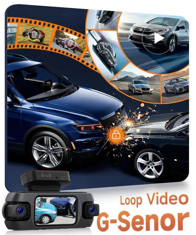 Alt view image 4 of 6 - 4K+4 Channel Dash Cam Front and Rear 360° View, Free 128GB Card Included, 5.8GHz WiFi Dash Camera for Cars, Built-in GPS, G-Sensor, 150°Wide Angle, 3" IPS Screen, 24H Parking Mode, Support 256GB Max