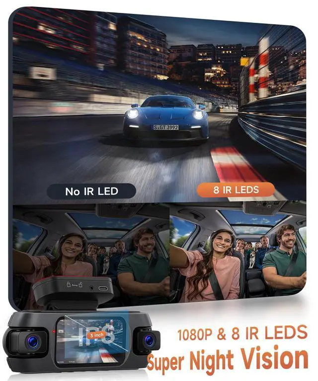 Alt view image 5 of 6 - 4K+4 Channel Dash Cam Front and Rear 360° View, Free 128GB Card Included, 5.8GHz WiFi Dash Camera for Cars, Built-in GPS, G-Sensor, 150°Wide Angle, 3" IPS Screen, 24H Parking Mode, Support 256GB Max