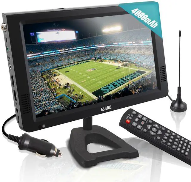 Main image of 10" Portable TV,Battery TV with USB/SD/HDMI Input,Mini TV 1080P LCD Screen with Stand for Camping, Car, Kitchen,Travel,Emergency(Black Stand)