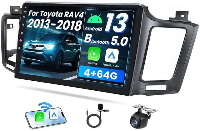 Main image of Car Radio Stereo for Toyota RAV4 2013-2018: 4GB+64GB Wireless Carplay & Android Auto 1280 * 800 IPS Touch Screen Upgrade Android 13 Car Stereo with Bluetooth/GPS Navigation FM/SWC 1080P Backup Camera