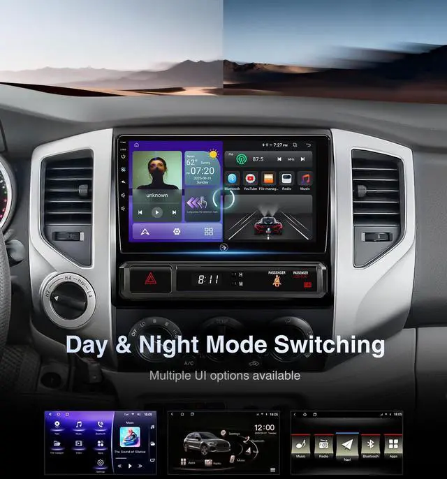 Alt view image 4 of 6 - 5GHz Wi-Fi6 Car Radio Stereo for Toyota Tacoma 2005-2015, 4+64G Touchscreen Head Unit Bluetooth 5.4 with Android 13/CarPlay/Android Auto/GPS Navigation/FM/RDS Radio/HD Backup Camera (Inches, 9)