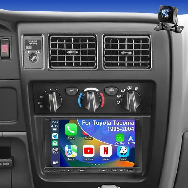 Main image of 5GWifi Upgrade Car Radio for Toyota Tacoma 1995-2004, 4Runner 1992-2002, Camry 1985-2001, Tundra 2001-2002, Sienna T100 Corolla 7Inch Touch Screen Stereo, CarPlay Android Auto Bluetooth GPS FM Camera
