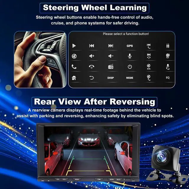 Alt view image 6 of 6 - 5GWifi Upgrade Car Radio for Toyota Tacoma 1995-2004, 4Runner 1992-2002, Camry 1985-2001, Tundra 2001-2002, Sienna T100 Corolla 7Inch Touch Screen Stereo, CarPlay Android Auto Bluetooth GPS FM Camera