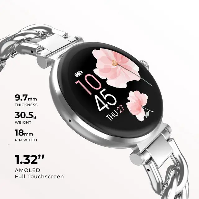Alt view image 2 of 6 - Bloom Smart Watch for Women, 1.32 AMOLED Display Fitness Tracker with Bluetooth Calling, Heart Rate & Sleep Tracking, 60+ Sports Modes, IP68 Waterproof Smartwatch for Android & iPhone