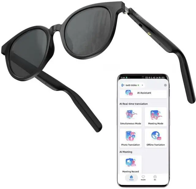 Main image of AI Smart Glasses for Men and Women, Low Bridge Fit, 74-Language Real-Time Translator Powered by ChatGPT - Bluetooth 5.4 with 11H Playtime, Polarized Sunglasses for Travel, Driving, Daily Use
