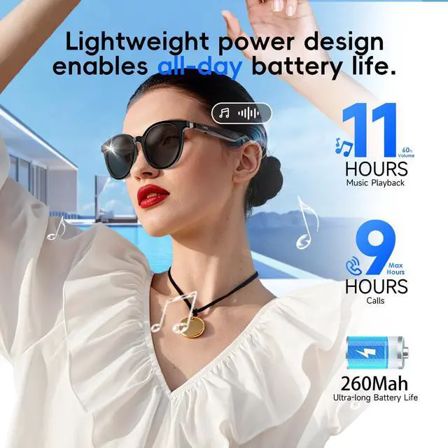 Alt view image 6 of 6 - AI Smart Glasses for Men and Women, Low Bridge Fit, 74-Language Real-Time Translator Powered by ChatGPT - Bluetooth 5.4 with 11H Playtime, Polarized Sunglasses for Travel, Driving, Daily Use