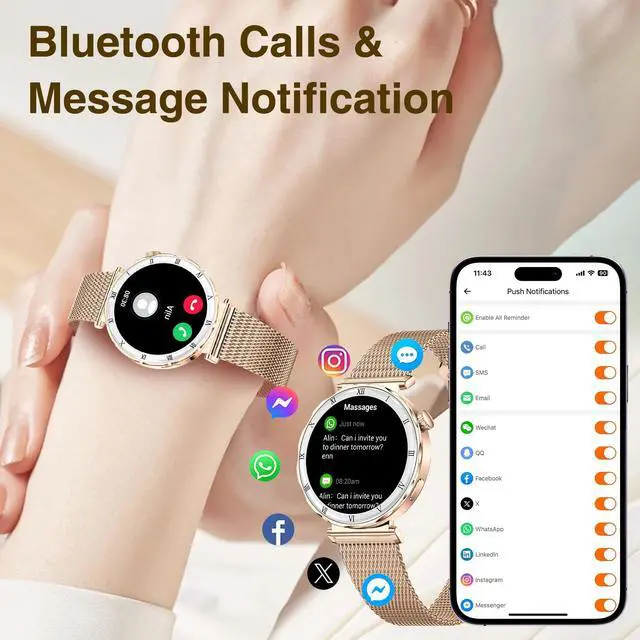 Alt view image 5 of 6 - Smart Watches for Women (Answer/Make Calls),1.19" AMOLED Slim Smartwatch with Heart Rate/Sleep Monitor,120+ Sport Modes Fitness Tracker with Bluetooth for iOS/Android Rose Gold
