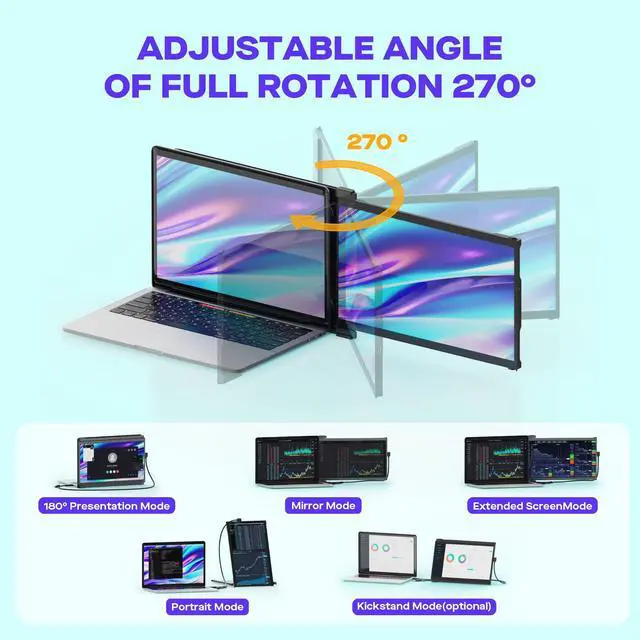 Alt view image 5 of 6 - New Mobile Pixels 13.3" Portable Laptop Monitor, USB Type-C/USBA/HDMI Plug and Play Laptops Screen Extender, Ultra-Thin FHD 1080P Monitor, Compatible with Windows/Mac/Android/Switch