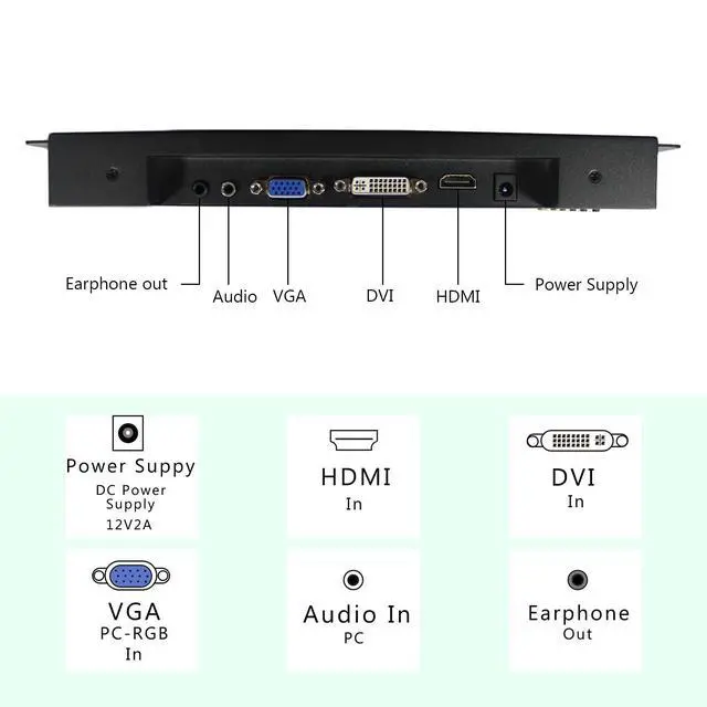 Alt view image 4 of 6 - 10.4 Inch 800x600 Portable LCD Monitor VS104ZJ01 Extra Display Screen with DVI VGA Input,Built-in Dual Speakers