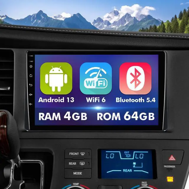 Main image of 9 Inch IPS Touchscreen Android 13 Car Stereo for Toyota Sienna 2015-2018 with Wireless CarPlay & Android Auto 4+64GB Car Radio, Support GPS, WiFi 6, Bluetooth,5.4, FM, Backup Camera, SWC, Dual USB