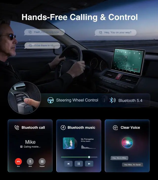 Alt view image 4 of 6 - 11.5 Inch Car Radio Stereo for Honda Accord 8th 2008-2013 Upgrade IPS HD Touch Screen 4+64G Car Radio Wireless CarPlay Android Auto, GPS FM/SWC Bluetooth 1280P Backup Camera
