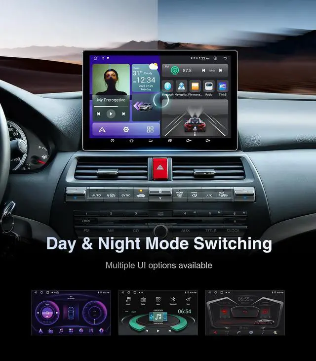 Alt view image 6 of 6 - 11.5 Inch Car Radio Stereo for Honda Accord 8th 2008-2013 Upgrade IPS HD Touch Screen 4+64G Car Radio Wireless CarPlay Android Auto, GPS FM/SWC Bluetooth 1280P Backup Camera
