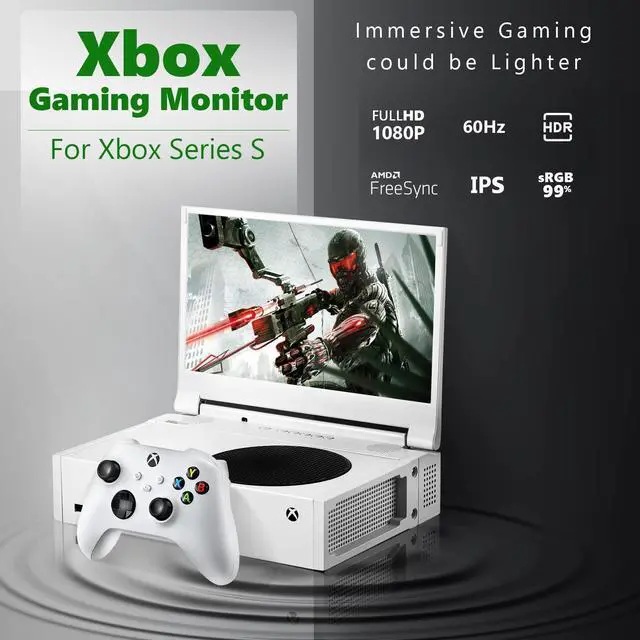 Alt view image 2 of 6 - 12.5" Portable Gaming Monitor for Xbox Series S (not Included), 1080P Full HD Display with IPS Screen Dual HDMI 2, Support HDR Freesync 3 Game Modes, for Travel Outdoor Indoor Use