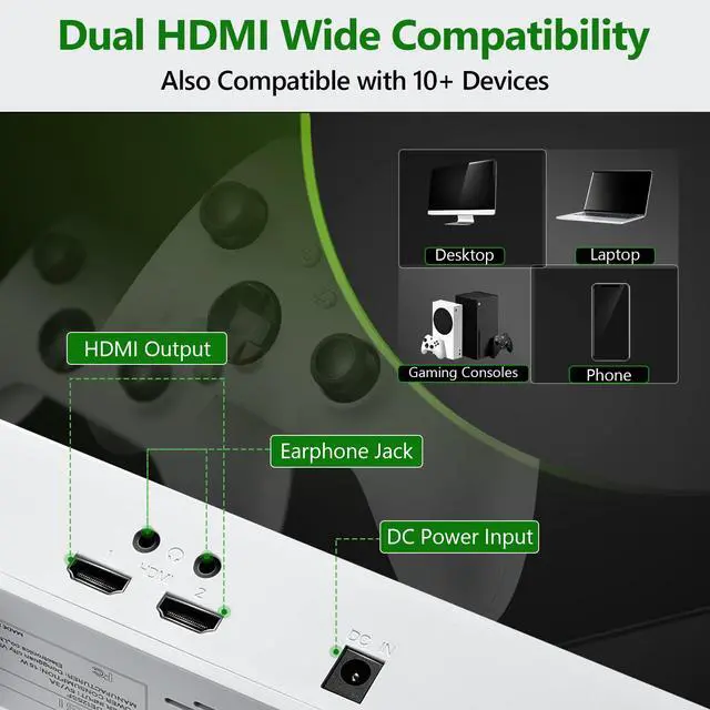 Alt view image 4 of 6 - 12.5" Portable Gaming Monitor for Xbox Series S (not Included), 1080P Full HD Display with IPS Screen Dual HDMI 2, Support HDR Freesync 3 Game Modes, for Travel Outdoor Indoor Use