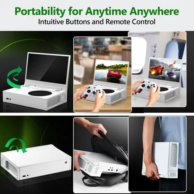 Alt view image 6 of 6 - 12.5" Portable Gaming Monitor for Xbox Series S (not Included), 1080P Full HD Display with IPS Screen Dual HDMI 2, Support HDR Freesync 3 Game Modes, for Travel Outdoor Indoor Use