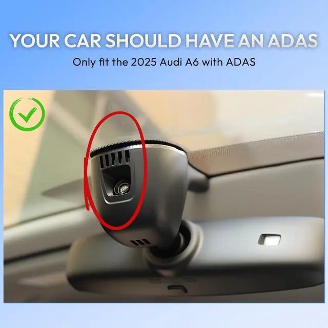 Alt view image 3 of 6 - Single Channel 4K Dash Cam for Audi A6 2025(with ADAS), 55 TFSI Quattro Remium, Avant, Hybrid, Sportback,OEM-Style,Loop Recording,Easy Installation,WiFi & App,64G Card