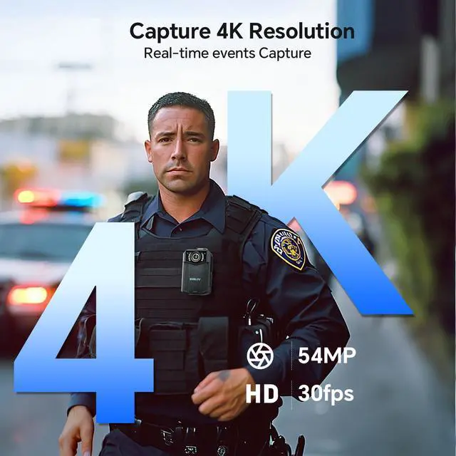 Alt view image 2 of 6 - Body Camera 4K B4K6 with 2PCS 3000mAh Batteries, 128GB Body Cam with GPS Tracking, and Convenient Charging Dock 8-10 Hours Recording for Law Enforcement, Outdoor Adventures
