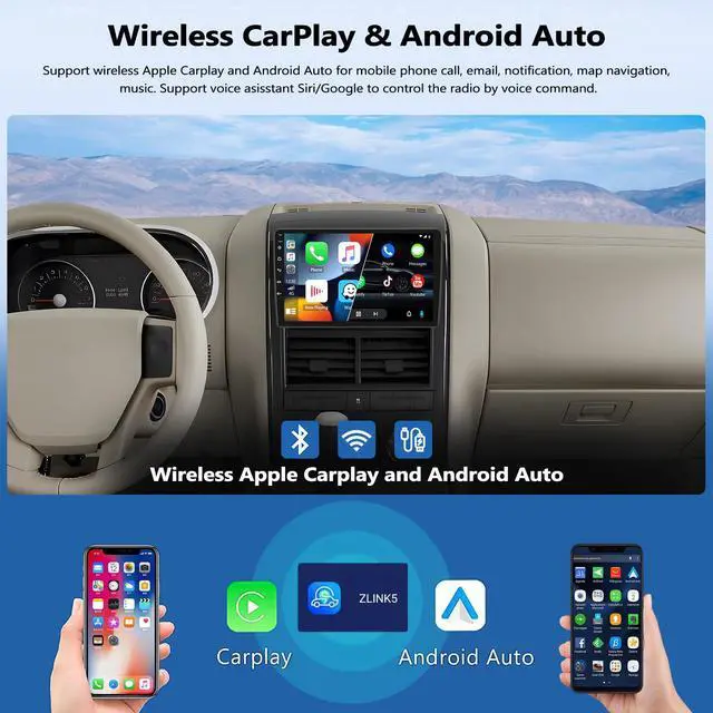 Alt view image 3 of 6 - 2G+64G Car Radio for Ford Explorer 2006-2010, Android 13 Car Stereo with Wireless CarPlay Android Auto 10.1" Touch Screen Radio with GPS WiFi Bluetooth FM Radio HD Backup Camera
