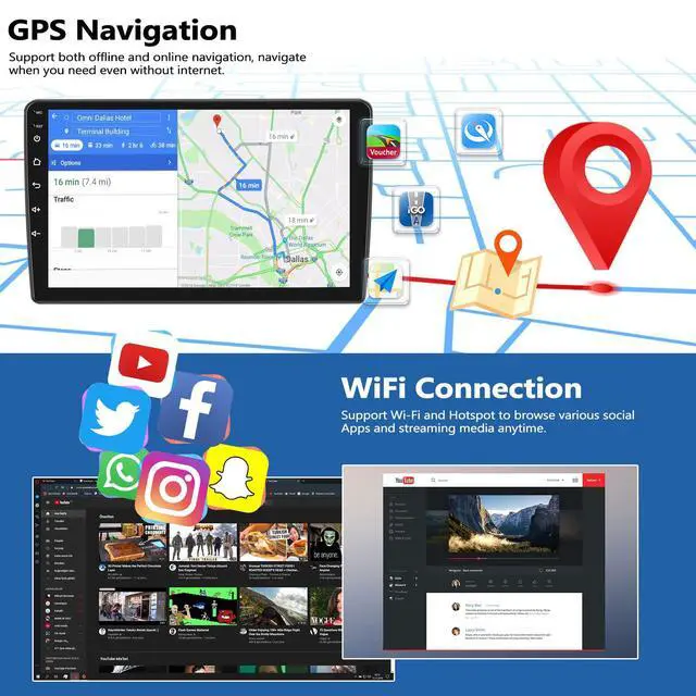Alt view image 4 of 6 - 2G+64G Car Radio for Ford Explorer 2006-2010, Android 13 Car Stereo with Wireless CarPlay Android Auto 10.1" Touch Screen Radio with GPS WiFi Bluetooth FM Radio HD Backup Camera