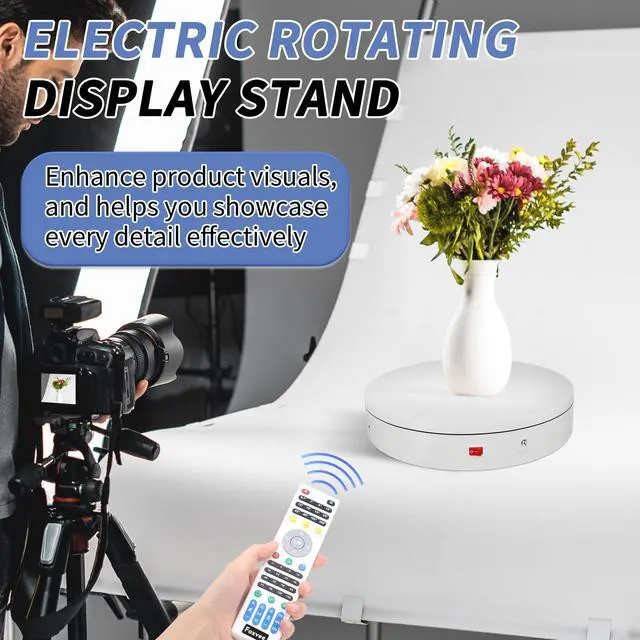Alt view image 6 of 6 - Remote-Controlled Motorized Electric Turntable,Rotating Display Stand,Speed-Adjustable Rotating Platform,Multi-Mode 360° Photography Turntable for 3D Scan,Photography,Showcase(13.8inch/White)