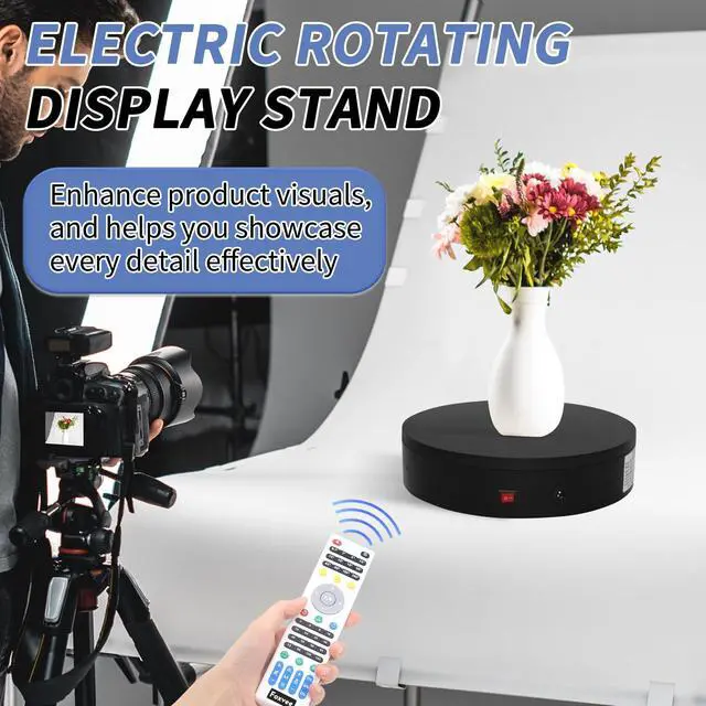 Alt view image 6 of 6 - Remote-Controlled Motorized Turntable,Motorized Rotating Display Stand,Speed-Adjustable Rotating Platform,Multi-Mode 360° Photography Turntable for 3D Scan,Photography,Showcase(13.8in/Black)