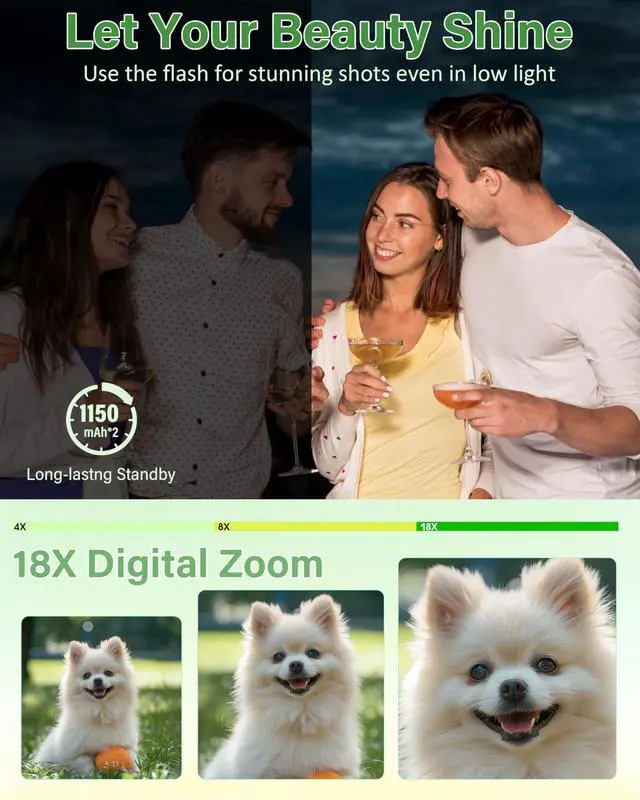 Alt view image 4 of 6 - 5K Digital Camera for Photography, 75MP WiFi Vlogging Camera for YouTube with 3" 180° Flip Screen, 18X Zoom UHD Autofocus Video Camara with 32GB SD Card