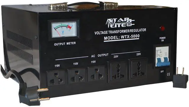 Main image of 5000 Watt Step Up/Down Voltage Converter Transformer WTX-5000, Fuse Protection and Automatic Voltage Regulator - Two Way Transformer - 110 to 220 V or 220 to 110 V