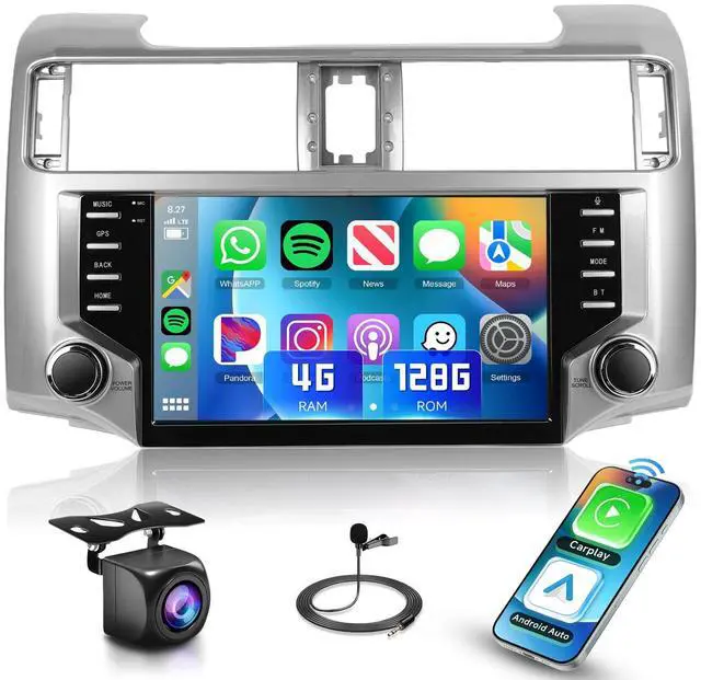 Main image of 4G+128G Car Radio Stereo for Toyota 4runner 2010-2020, 9inch HD in-Cell Touch Screen/Android 15/Wireless CarPlay/Android Auto/GPS/WiFi/5.0Bluetooth/FM/RDS/SWC/AHD Backup Camera