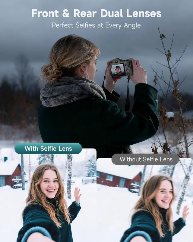 Alt view image 3 of 6 - 8K Digital Cameras for Photography, Autofocus 88MP WiFi Vlogging Camera for YouTube with Selfie Lens, Professional Video Camera with Flash, Touch Screen, Lens Hood, 64GB Card, 2 Batteries