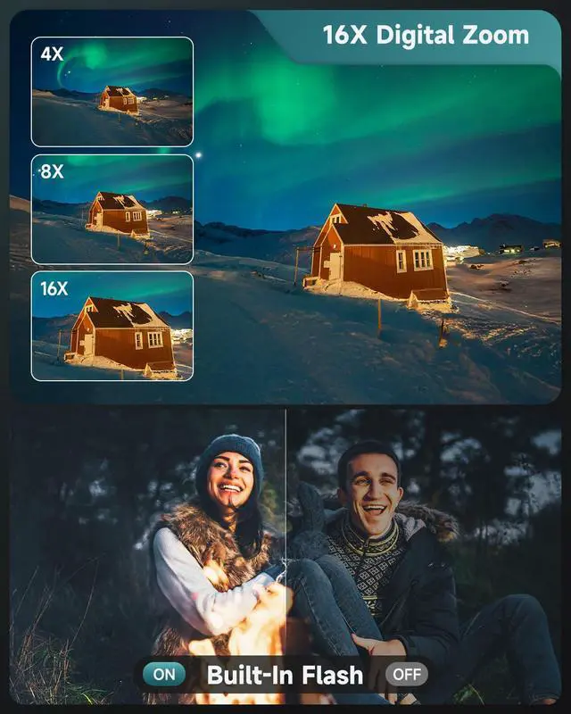 Alt view image 5 of 6 - 8K Digital Cameras for Photography, Autofocus 88MP WiFi Vlogging Camera for YouTube with Selfie Lens, Professional Video Camera with Flash, Touch Screen, Lens Hood, 64GB Card, 2 Batteries