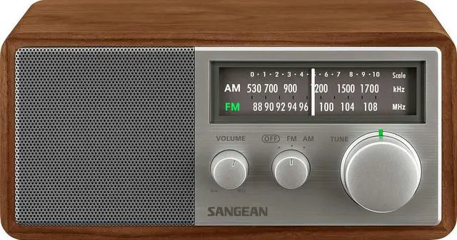 Main image of SG-116 AM/FM Analog Wooden Cabinet Receiver, Walnut-Silver